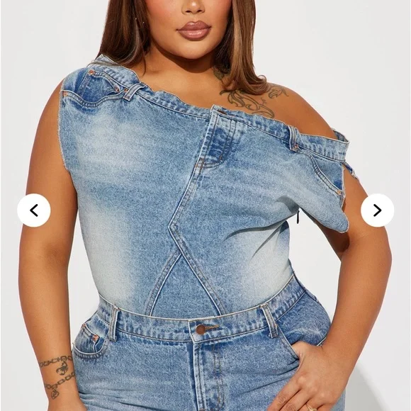 Fashion Nova Blue Denim jumpsuit Relaxed Fit - Picture 2 of 7